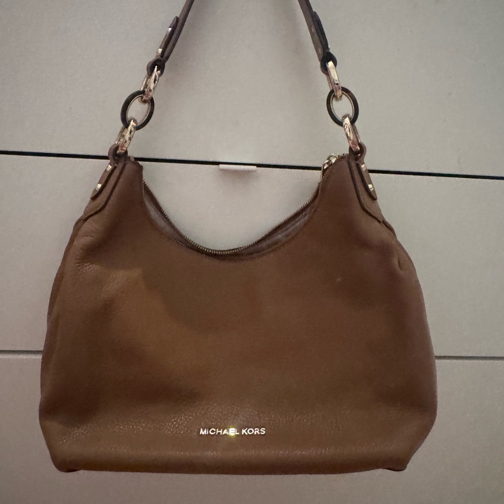 Michael Kors Chocolate Brown Leather Hobo Bag – Classic Everyday Shoulder Bag - Picture 6 of 9